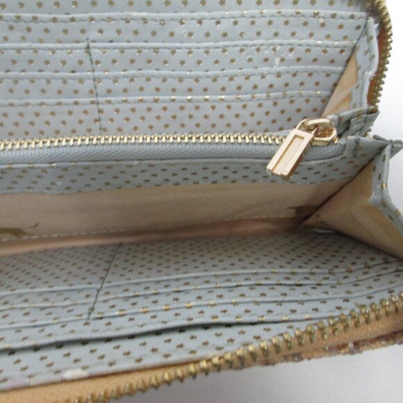 Deux Lux gold Glitter Raffia zip around Wallet Organizer change & card pockets - Picture 10 of 12